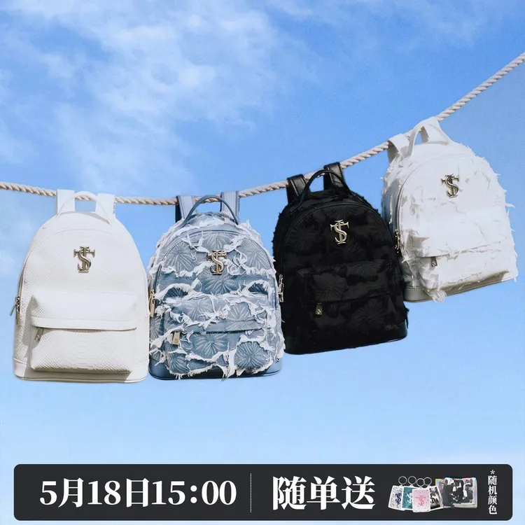 STK 破茧成蝶双肩包背包基础双肩包stk正品牛仔蓝色帆布学生背包