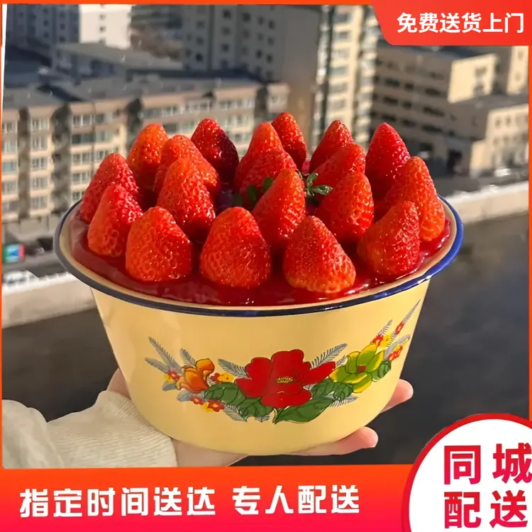 圣诞节草莓搪瓷盆水果蛋糕生日蛋糕全国同城配送上门抖音团购附近