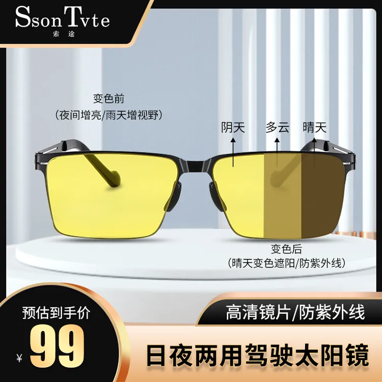 索途高清日夜两用夜视镜 感光变色防紫外线防强光商品图