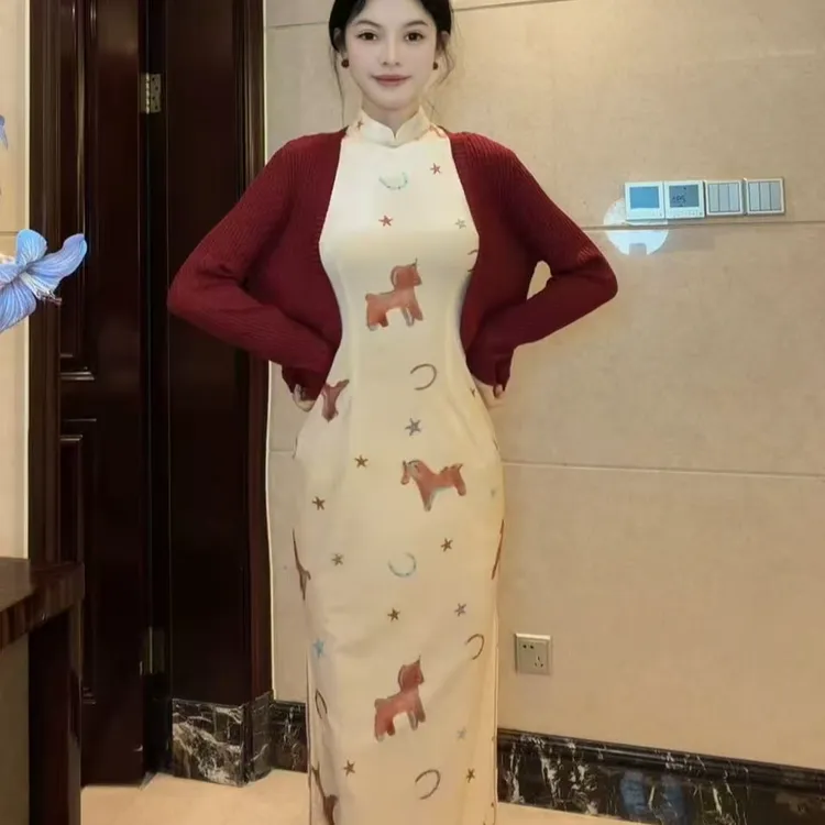 球球夫人｜星月小马）2026马年反季上新福利本命年杏黄色无袖旗袍