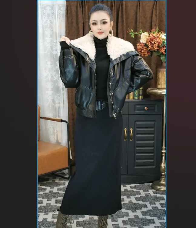 【玉儿服饰】6626新款时尚加棉皮外套