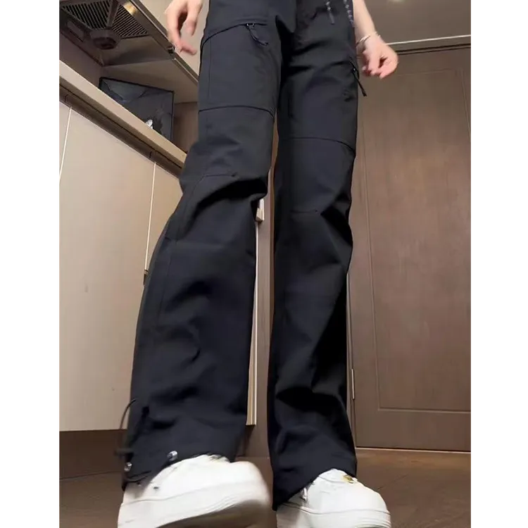 夏季冰丝弹力长裤休闲裤男士宽松工装裤男子直筒男士极简风