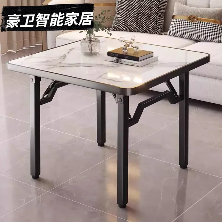 吃饭桌子可折叠桌子便携式家用餐桌出租屋客厅免安装麻将桌正方形