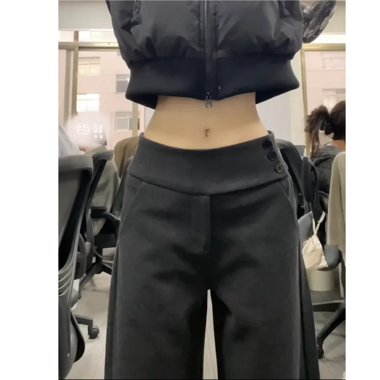 【高品质】三粒扣西装裤2025秋冬垂感休闲宽松慵懒复古风直筒阔腿裤