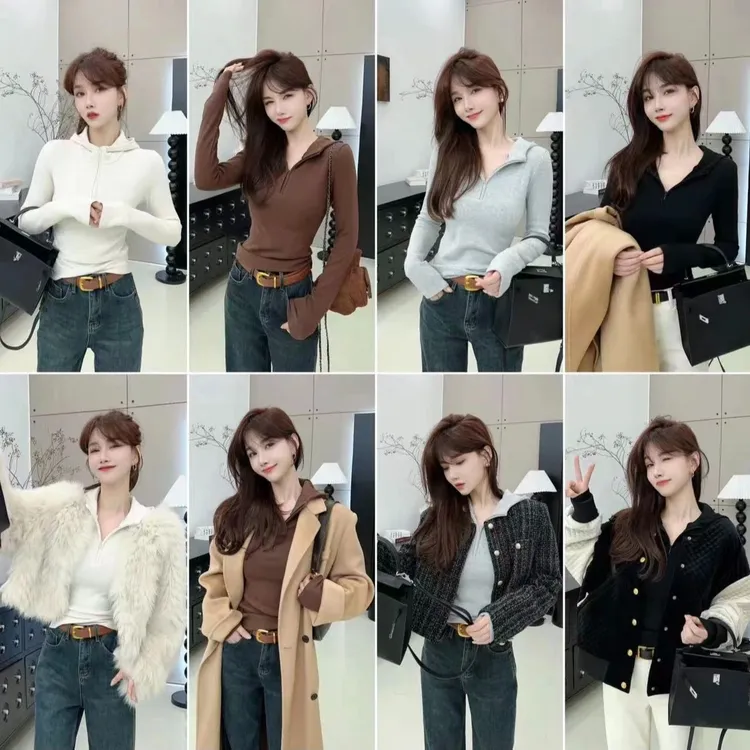 加绒拉链修身百搭连帽卫衣2025《美式街头》T恤女秋冬打底衫内搭