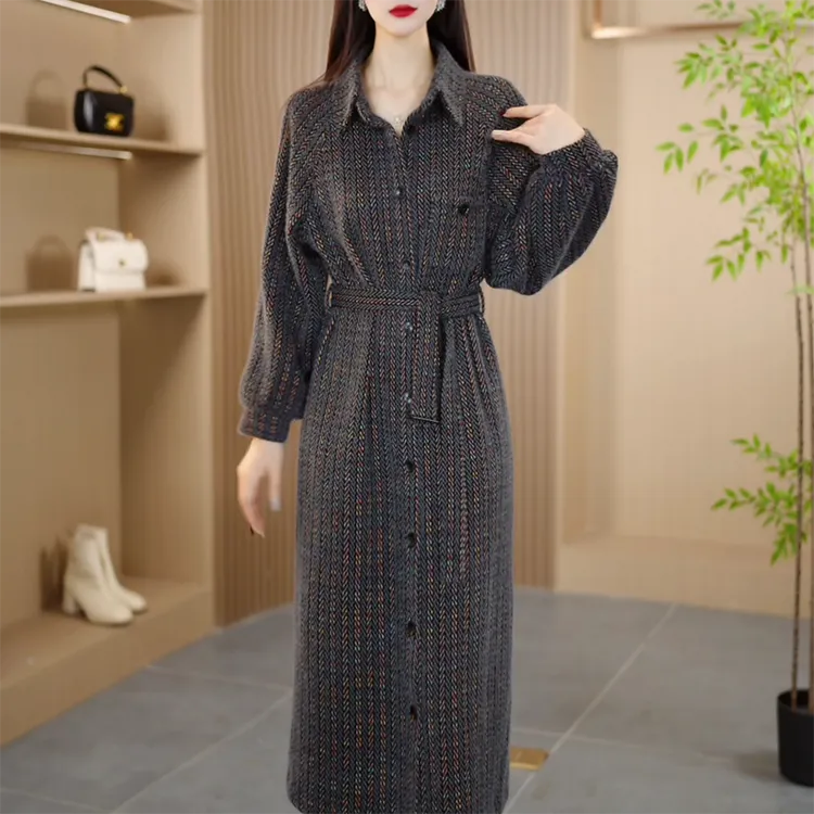 25863秋季新款时尚气质收腰显瘦修身减龄长袖女装连衣裙