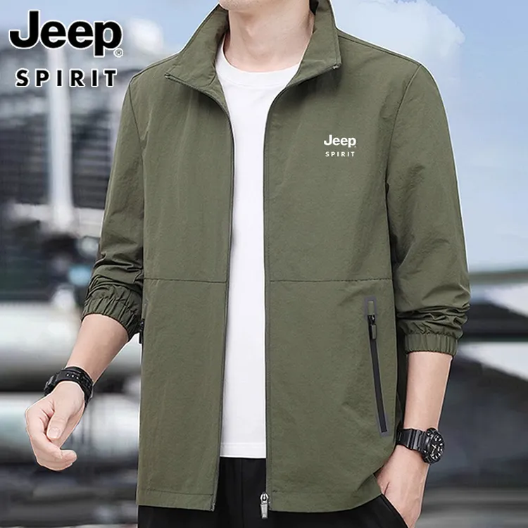 jeep吉普男士大码外套秋冬季宽松百搭休闲立领夹克上衣立领外套男