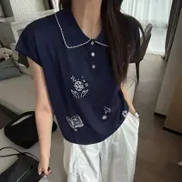 6291千炫女装新款刺绣图案polo百搭短袖