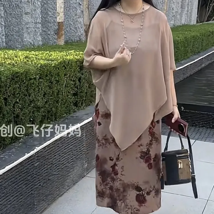 新款大码女装时尚洋防晒假日风空调衫吊带连衣裙两件套套装