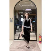 涵儿家  早秋波点荷叶边上衣+背心 VS裙尾拼蕾丝后开叉半裙-33050