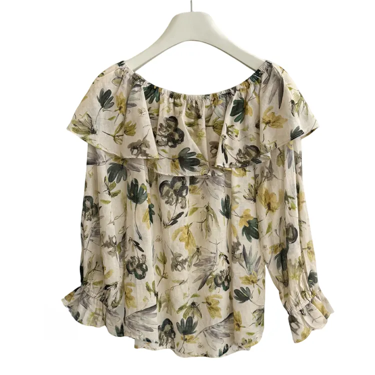 YZS073夏季穿搭花边小衫休闲上衣洋气纯欲慵懒风女装衣服衬衫