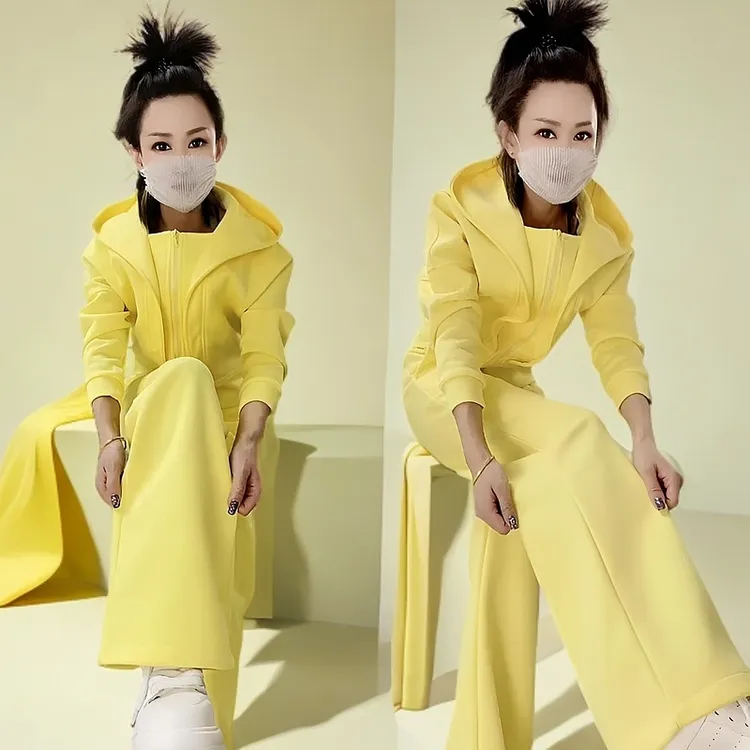 2025早春新款连帽拉链卫衣外套女时尚减龄洋气两件套纯色运动套装