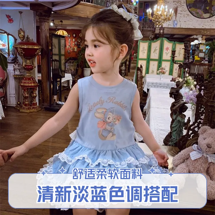 女童儿童服装2025卡通印花吊带裙背心裙连衣裙薄款裙子超萌蛋糕裙