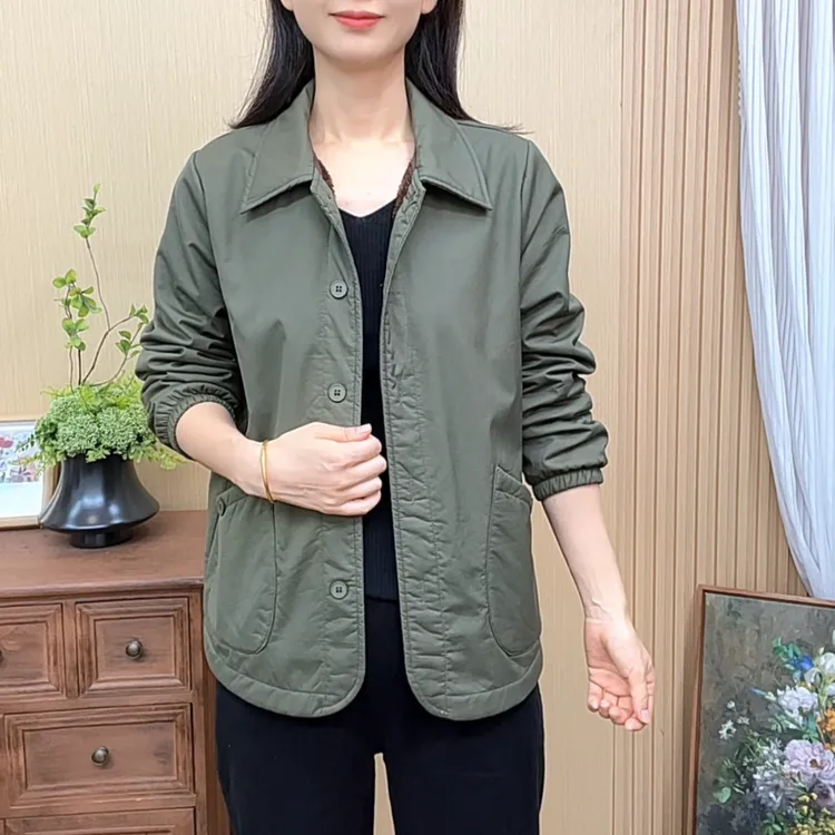 2025新款休闲加绒保暖外套高级百搭女外套洋气长袖宽松型