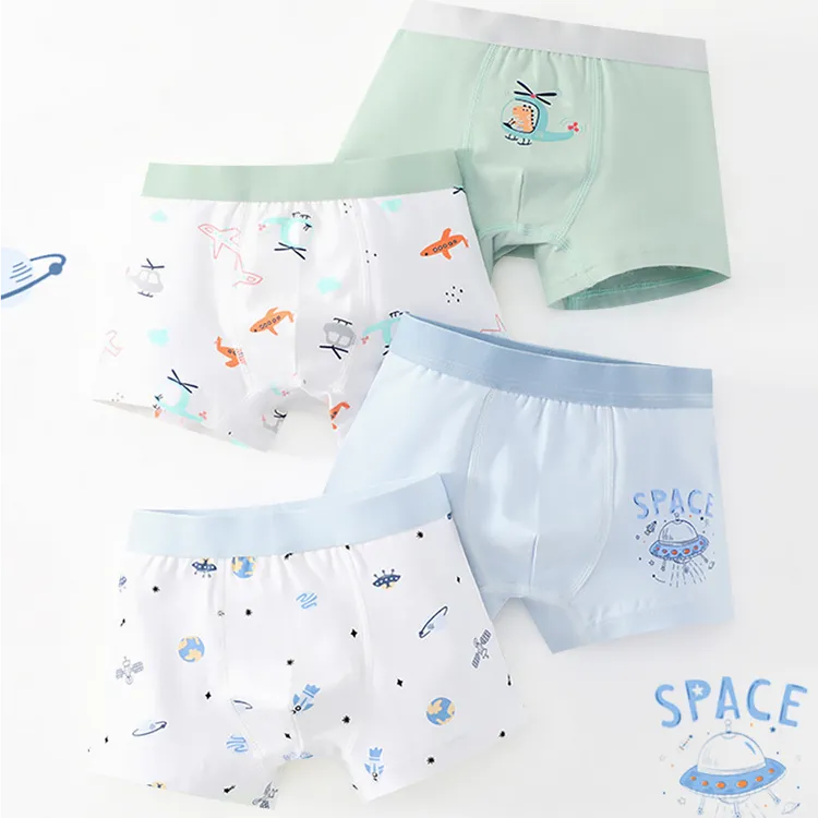 【4条品质款】27kids品牌内裤韩版中大童平角裤男童莱卡棉小短裤