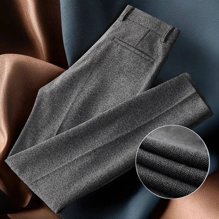 【品牌甄选】商务毛呢磨毛厚款西裤男2025秋冬季新款休闲裤直筒修身