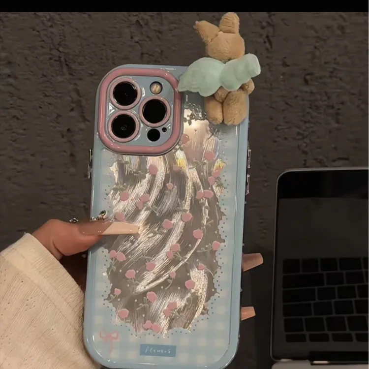 兔子格子玫瑰适用苹果16promax手机壳iPhone小米14vivoppo华为p30