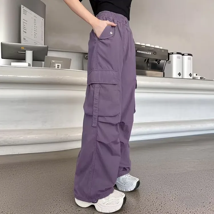 女童裤子夏季薄款儿童宽松工装裤新款中大童女孩洋气直筒休闲裤子