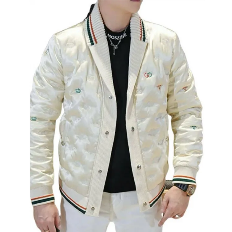 DASELUENA/达司勒娜秋冬季男士翻领羽绒服潮牌修身青果领时尚休闲