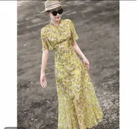 FF3035碎花常规长裙中长裙夏季连衣裙收腰裙子中长款复古