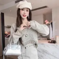 韩系高级感流苏针织衫女秋季新款设计感小众宽松百搭显瘦短款上衣