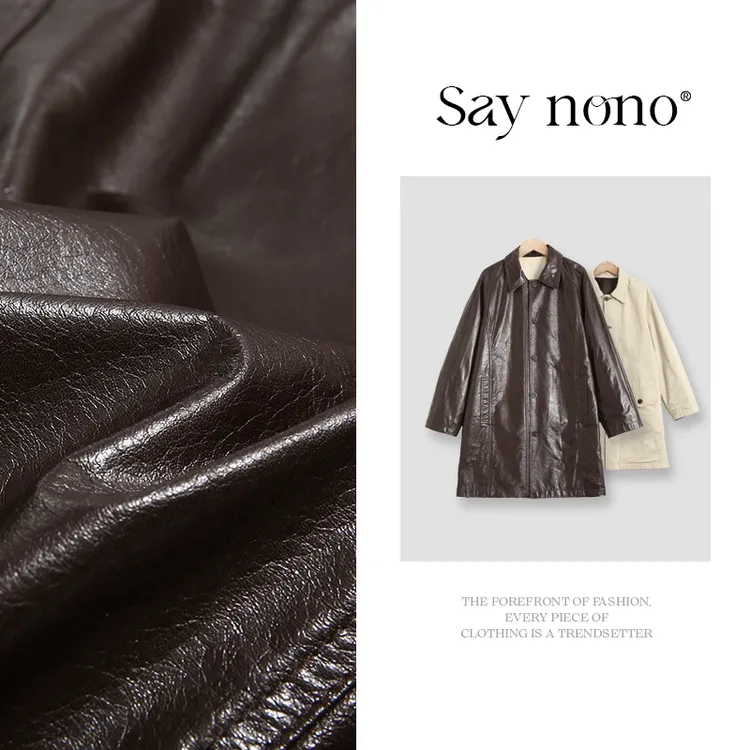 懒猫nono│Saynono 双面穿中长款真皮牛皮外套/LQ24152