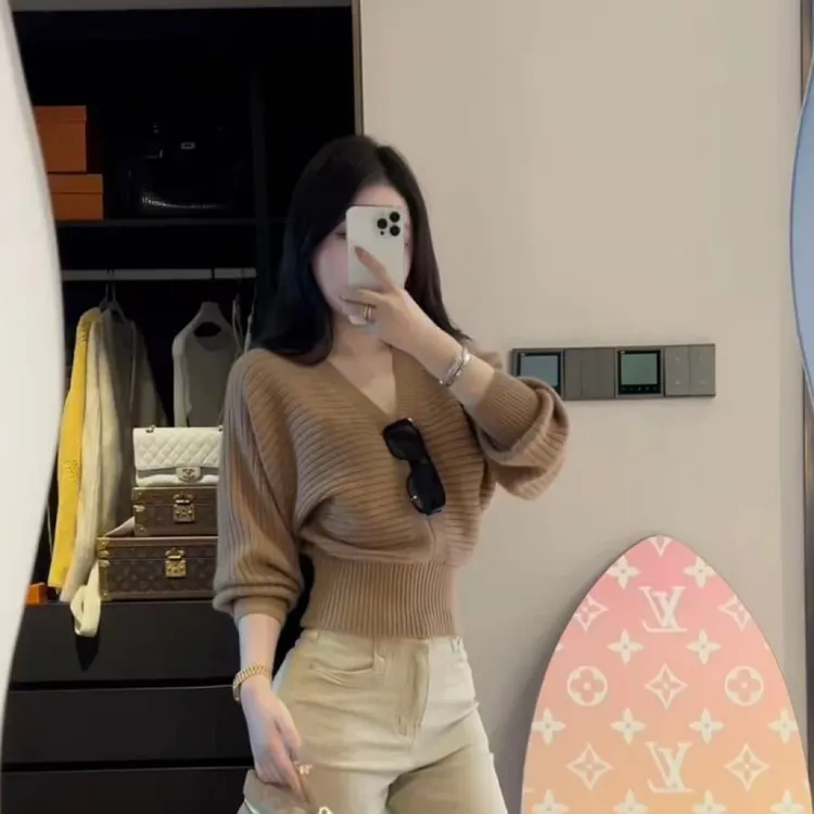 百搭针织衫显瘦2026时尚新款简约打底衫洋气长袖上衣设计感F8-51