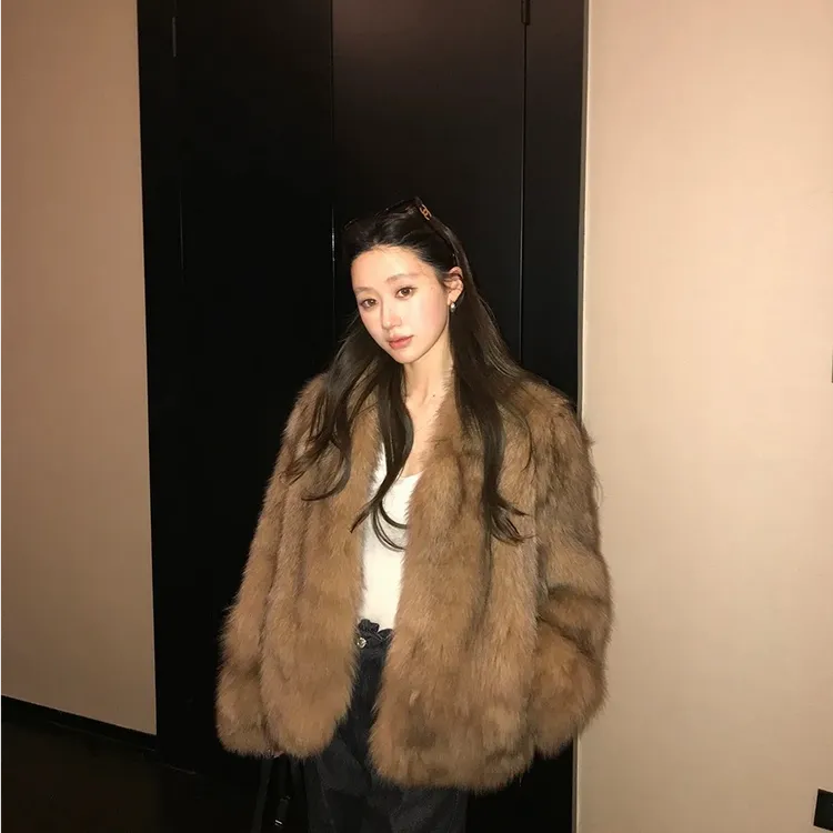 【古思】“霜华映月'狐狸毛腹毛整皮年轻款网红风皮草毛毛外套