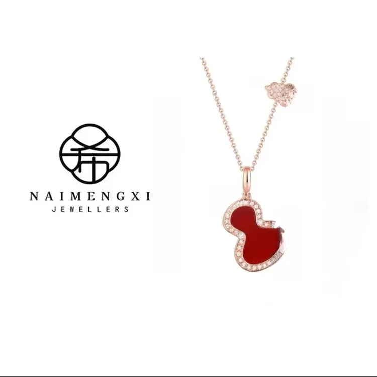 红葫芦玫瑰金项链女简约锁骨时尚轻奢小众