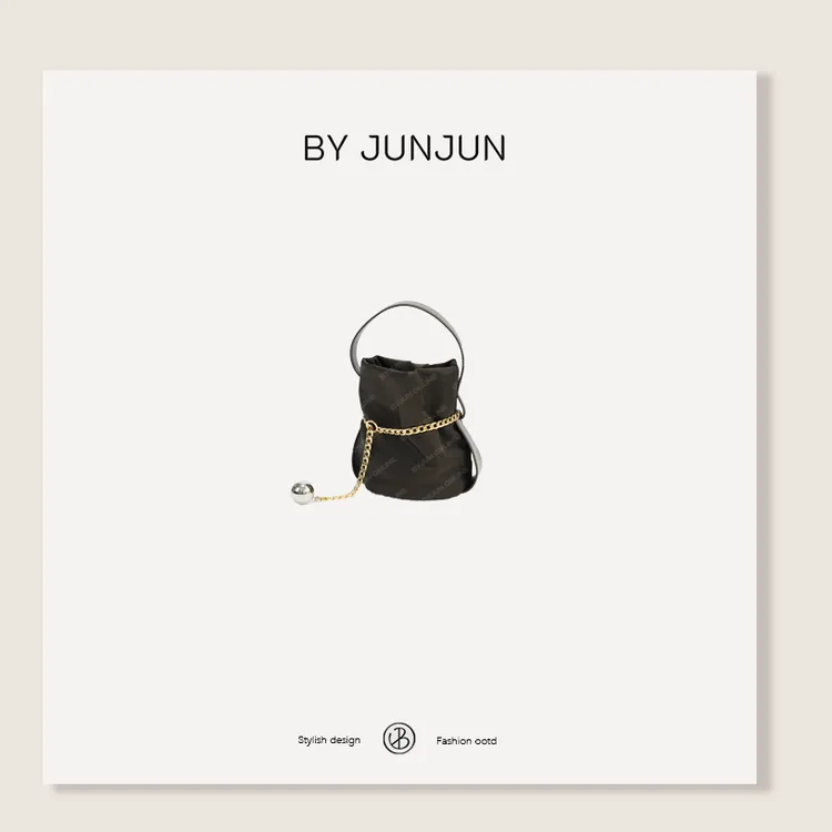 BYJUNJUN【拉达小金球】尼龙拼接真皮手拎包