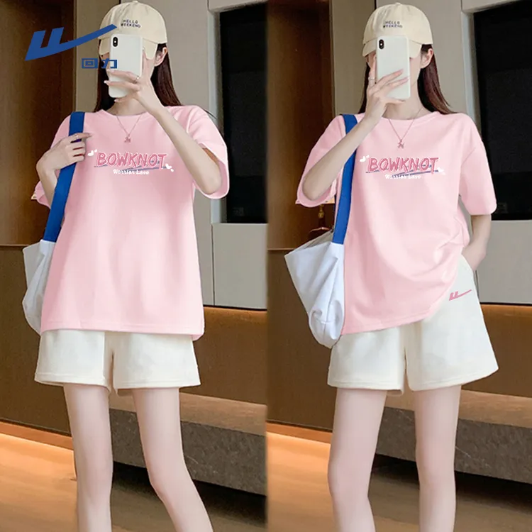 Warrior/回力2025新款夏季运动套装女粉色短袖短裤小众休闲套装T