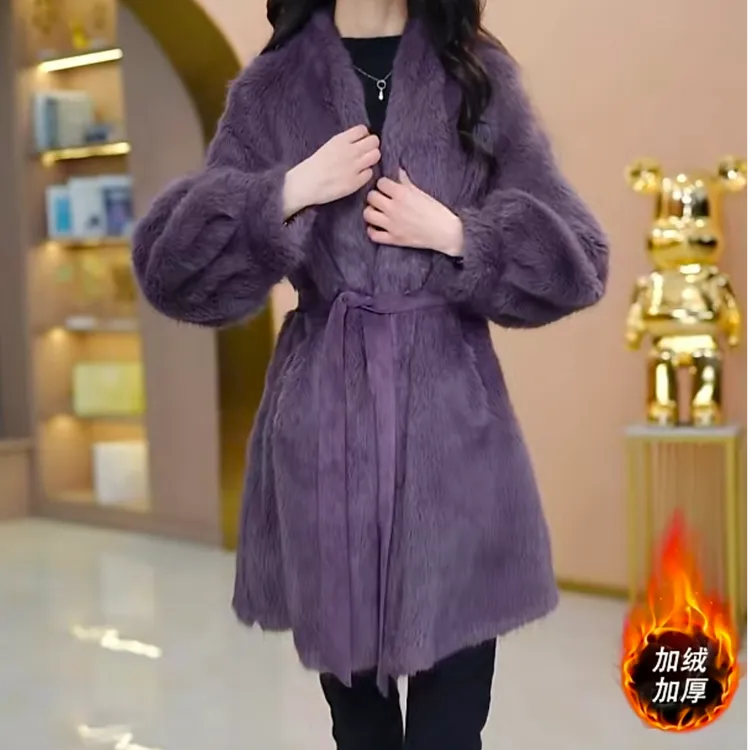 蔓琳加绒加厚【双面穿】优雅气质时尚大气收腰显瘦外套M-4XL-29345