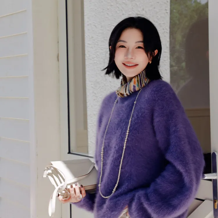 PENNYPENG当家花旦黑标系列保暖宽松加厚羊绒高级感圆领套头衫
