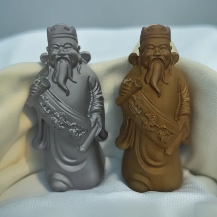 铝合金材质实芯料cnc加工中心铣削完成财神摆件,可定制颜色雕刻