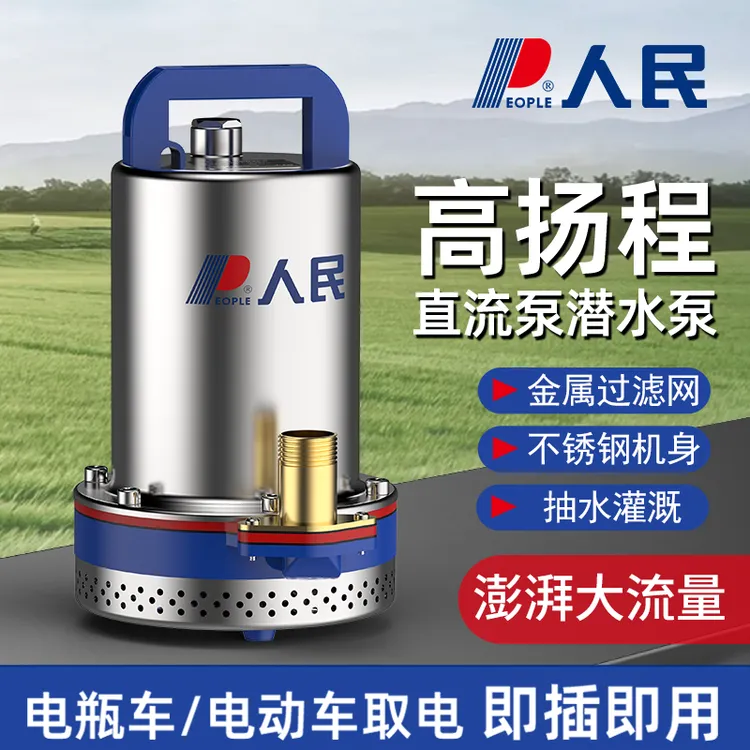 双11【新款】人民直流潜水泵24V48V家用抽水电瓶电动车农用抽水机