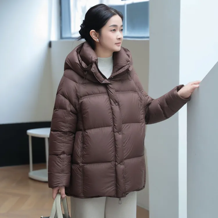 麻享【95鹅绒服·中长连帽】泡芙羽绒服95白鹅绒轻盈保暖冬FSY51165