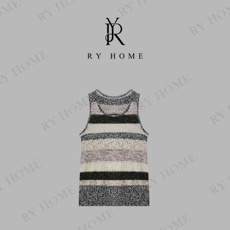 【容雨RYHOME】幻彩琉璃法式复古＋莱赛尔七彩纱针织马甲251M2872