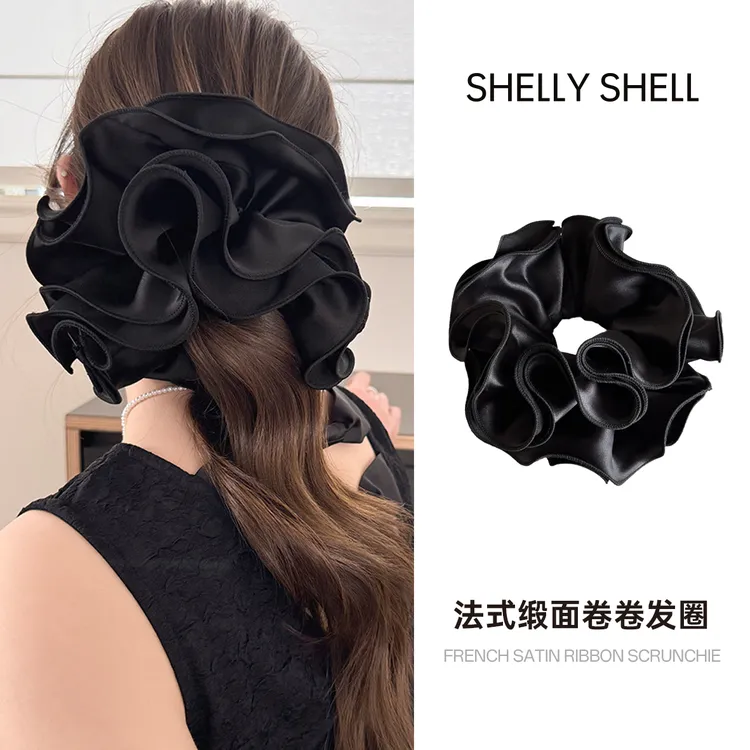 Shelly Shell法式缎面卷卷木耳发圈 小众气质时尚简约