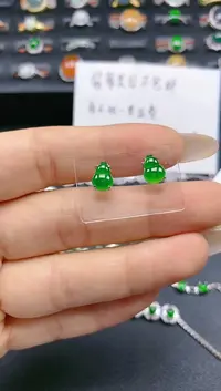 翡翠银S925镶嵌耳饰天然翡翠