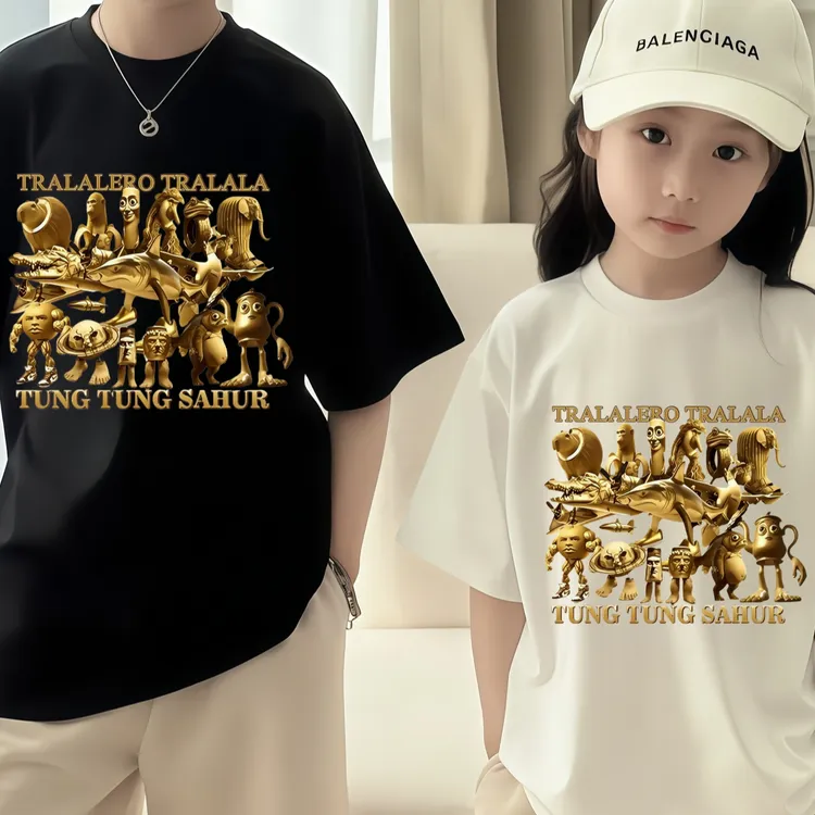 美国山海经黄金版通通哥童装潮牌周边衣服儿童短袖T恤打底衫上衣