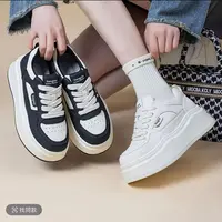 Z0085-真皮厚底小白鞋女2025年夏季新款百搭松糕软底运动休闲鞋