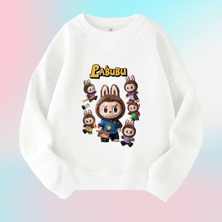 卡通拉布布圆领长袖卫衣女童男童春秋冬新款可爱中小儿童休闲百搭