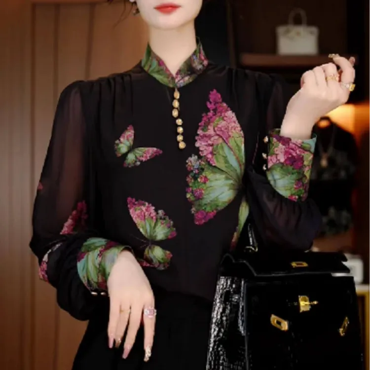 新款高端印花女显瘦显白百搭减龄气质时尚套头上衣