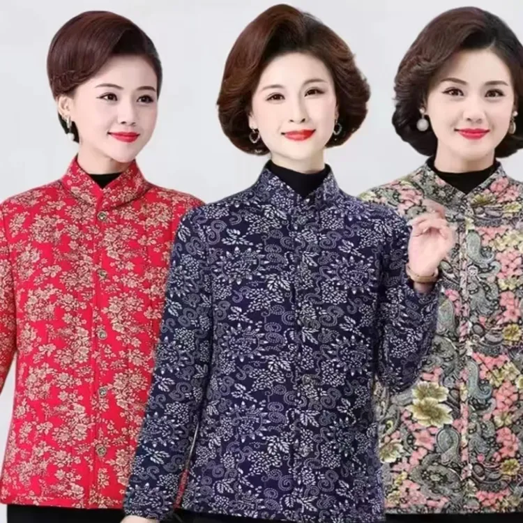 Z【反季清仓】中老年加厚碎花棉袄保暖加肥大码妈妈花棉袄冬季长袖
