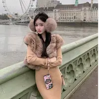 梦梦 MENGMENG｛新款纯欲修身V领长袖针织连衣裙}