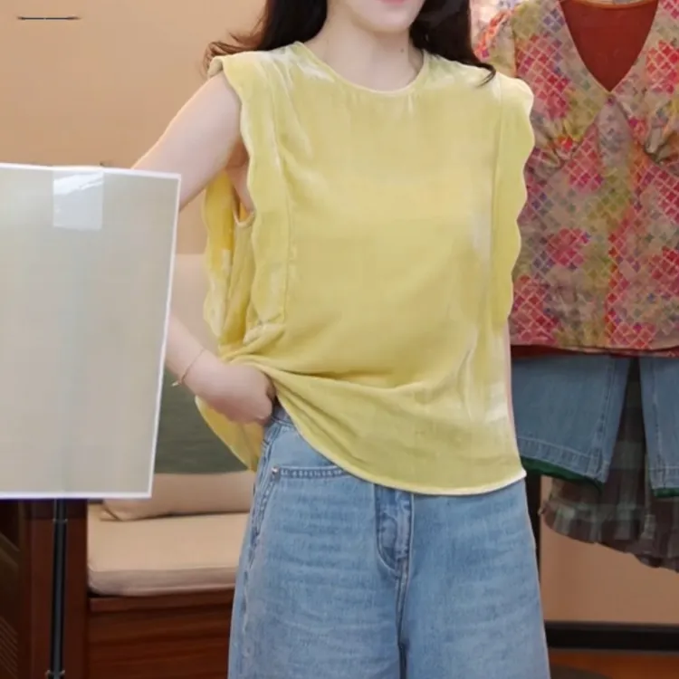 2025夏季新款时尚气质显瘦百搭设计感花边背心LK2504319