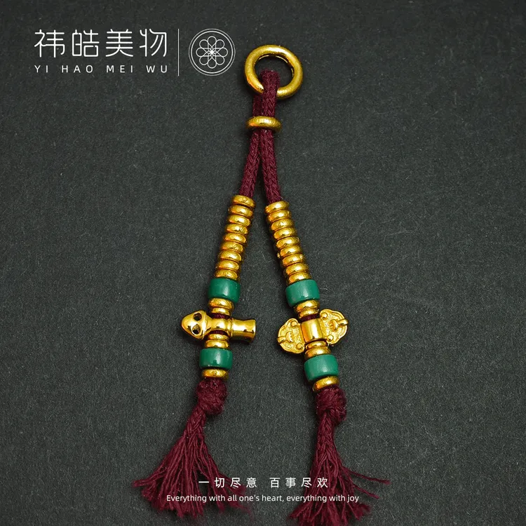 藏式绿松石隔片18K金计数器侧挂