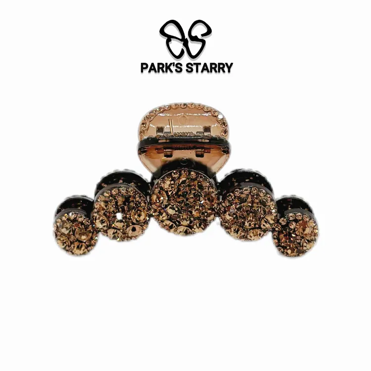 【朴朴韩国饰品】 Z006 韩版香槟色 钻闪奢华重工气质抓夹10cm