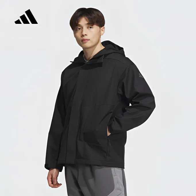Adidas阿迪达斯男子暖心科技户外运动拒水防泼连帽夹克外套JM9154
