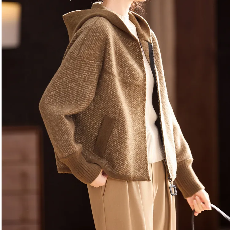 曼德西比利冬装外套洋气针织上衣宽松大码2025新款时尚女装开衫